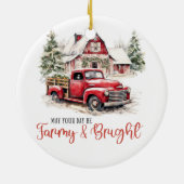 Waterverf Kerst Vrachtwagen en Schuur Keramisch Ornament (Achterkant)