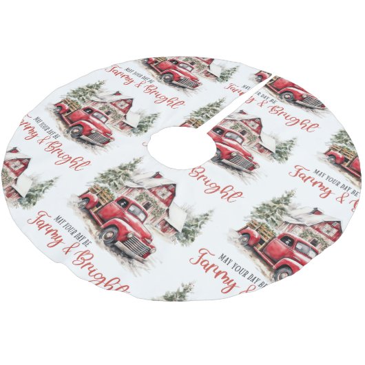 Waterverf Kerst Vrachtwagen en Schuur Kerstboom Rok (Gekanteld)