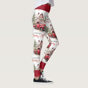 Waterverf Kerst  Vrachtwagen en Schuur Leggings