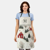 Waterverf Kerst Winter Monogrammed Schort (Gedragen)