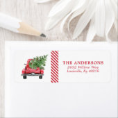 Waterverf kerstadres rood vrachtwagen etiket (Insitu)