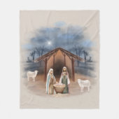 Waterverf kerstaire nerviteitsscène fleece deken (Voorkant)