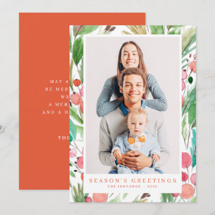 Waterverf kerstaven Botanische chemicaliën Moderne Feestdagenkaart