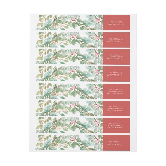 Waterverf kerstaven en Berry Pattern (Vel)