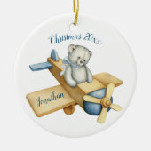 Waterverf kerstavond van het Beer Cute  Keramisch Ornament (Voorkant)