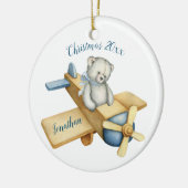 Waterverf kerstavond van het Beer Cute  Keramisch Ornament (Links)