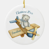 Waterverf kerstavond van het Beer Cute  Keramisch Ornament (Achterkant)