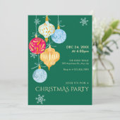 Waterverf kerstballen kaart (Staand voorkant)