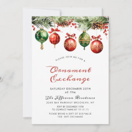 Waterverf kerstballen Ornament Exchange Kaart