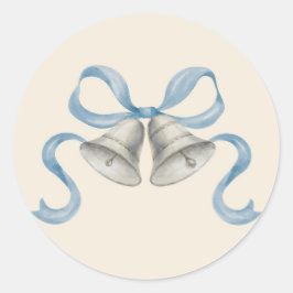 Waterverf kerstbellen & boog Sticker - blauw