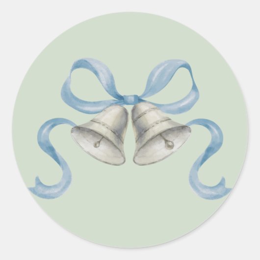 Waterverf kerstbellen & boog Sticker - blauw (Voorkant)