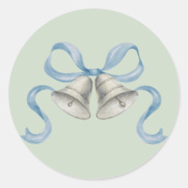 Waterverf kerstbellen & boog Sticker - blauw