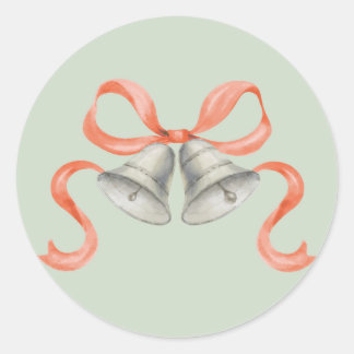 Waterverf kerstbellen & boog Sticker - rood