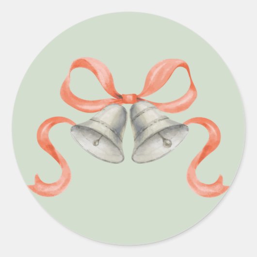 Waterverf kerstbellen & boog Sticker - rood (Voorkant)