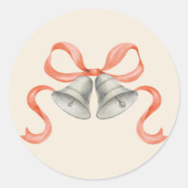 Waterverf kerstbellen & boog Sticker - rood