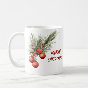 Waterverf kerstbessen koffiemok