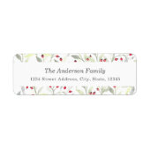 Waterverf kerstbessen retouradres etiket (Voorkant)