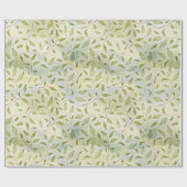 Waterverf kerstbladeren cadeaupapier (Vlak)