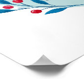 Waterverf kerstblauwe vogel op maan poster (Hoek)