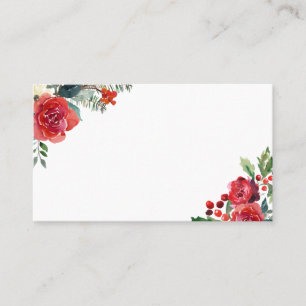 Waterverf Kerstbloemen & Dennenappels Randen Plaatskaartje
