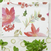 Waterverf Kerstbloemen Theedoek (Gevouwen)