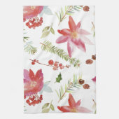 Waterverf Kerstbloemen Theedoek (Verticaal)