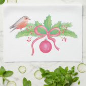 Waterverf kerstboeket theedoek (Gevouwen)