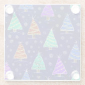 Waterverf kerstbomen: bospatroon. glazen onderzetter (Achterkant)