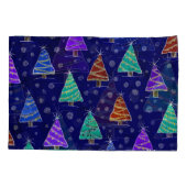 Waterverf kerstbomen: bospatroon. kussensloop (Achterkant)