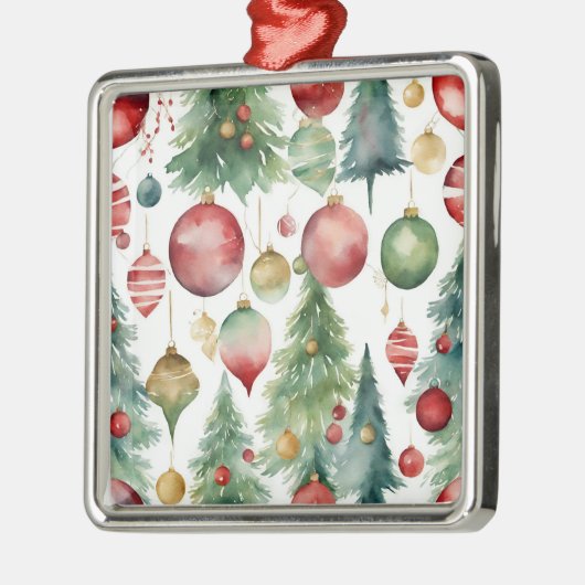 Waterverf Kerstbomen en Ornamenten Abstract (Links)