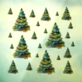 Waterverf kerstbomen feestelijk vakantiepatroon raamsticker (Vel 3)