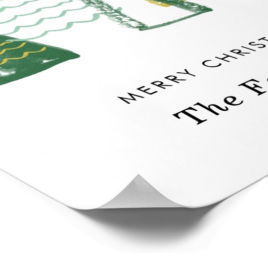 Waterverf kerstbomen gepersonaliseerde kunst aan d poster (Hoek)