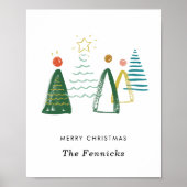 Waterverf kerstbomen gepersonaliseerde kunst aan d poster (Voorkant)