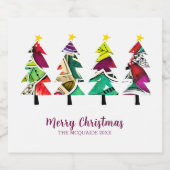 Waterverf kerstbomen kerst bier etiket (Enkel label)