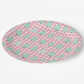 Waterverf kerstbomen met roze rand papieren bordje (Gekanteld)