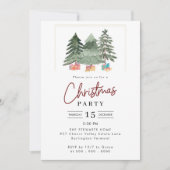 Waterverf kerstbomen modern feestje kaart (Voorkant)