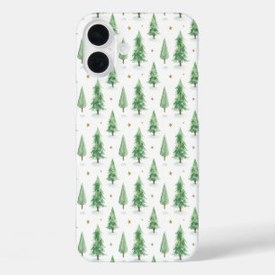 Waterverf Kerstbomen Naadloos Patroon iPhone 16 Plus Hoesje
