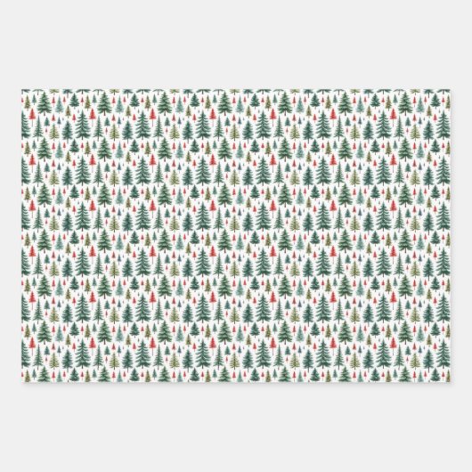 Waterverf kerstbomen op wit inpakpapier vel (Voorkant 3)