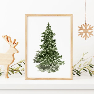 Waterverf kerstbomen poster