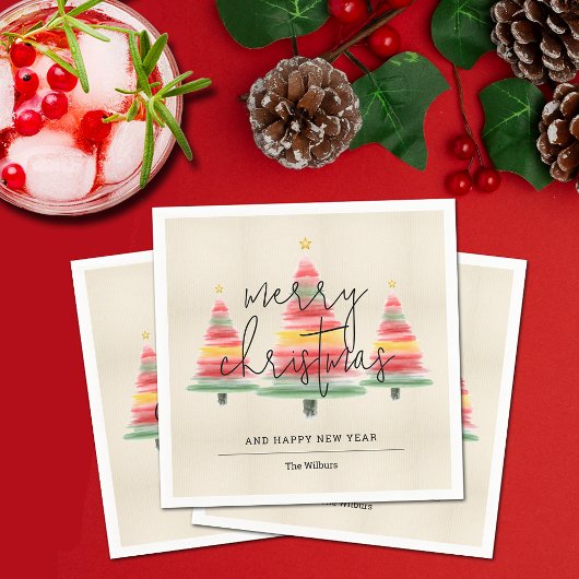 Waterverf kerstbomen servet