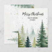 Waterverf Kerstbomen Snowy Winter Briefkaart (Voorkant / Achterkant)