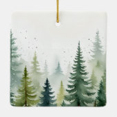 Waterverf Kerstbomen Snowy Winter Keramisch Ornament (Achterkant)