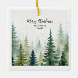 Waterverf Kerstbomen Snowy Winter Keramisch Ornament