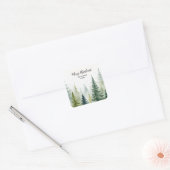 Waterverf Kerstbomen Snowy Winter Vierkante Sticker (Envelop)