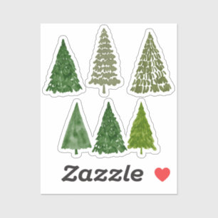 Waterverf kerstbomen sticker