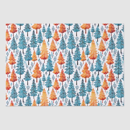  Waterverf kerstbomen Tissuepapier (Voorkant)