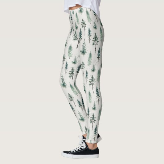 Waterverf kerstbomen vakantiepatroon leggings (Links)