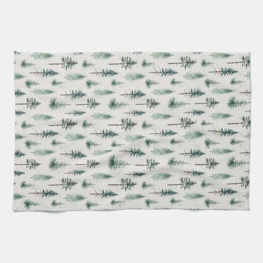 Waterverf kerstbomen vakantiepatroon theedoek (Horizontaal)