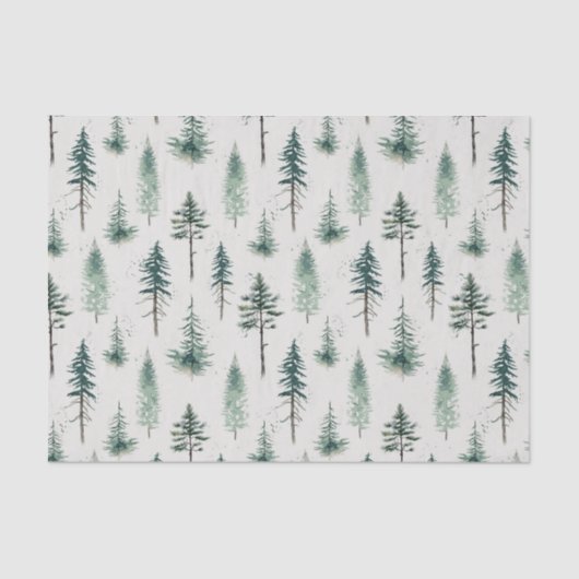Waterverf kerstbomen vakantiepatroon tissuepapier (Voorkant)