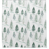 Waterverf kerstbomen. Winterbos. Douchegordijn (Voorkant)